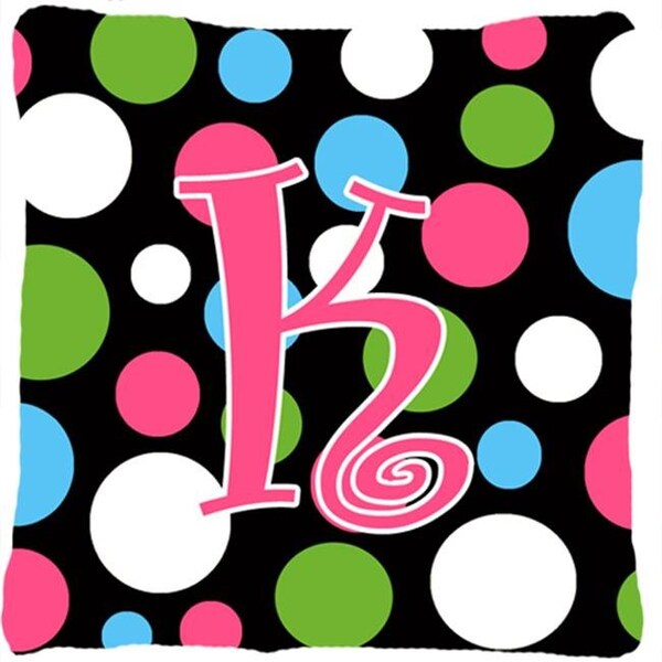 Carolines Treasures Carolines Treasures CJ1038-KPW1414 14 x 14 in. Monogram Initial K Polkadots and Pink Fabric Decorative Pillow - CJ1038-KPW1414