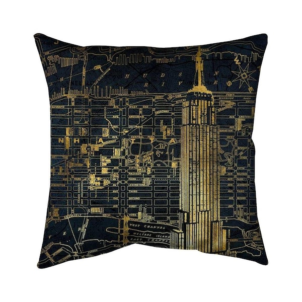 Fondo 20 x 20 in. Gold City Blue Print-Double Sided Print Indoor Pillow - FO3328443
