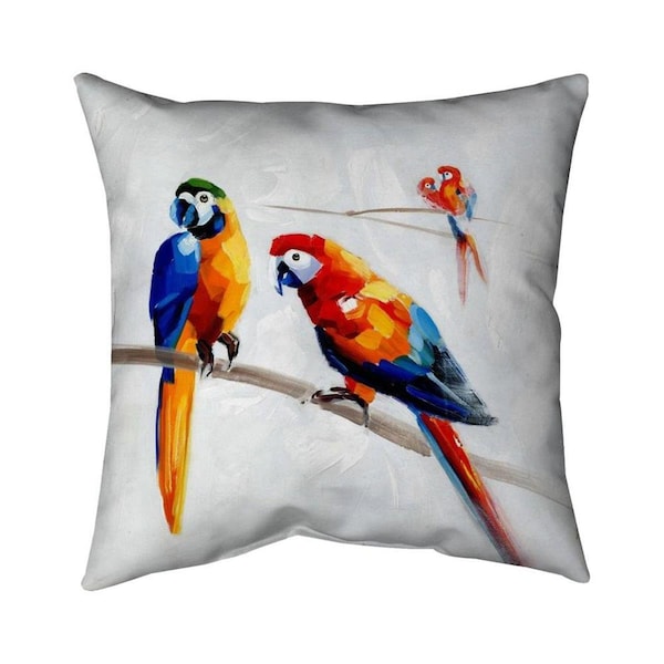 Fondo 26 x 26 in. Parrots on A Branch-Double Sided Print Indoor Pillow - FO2801045