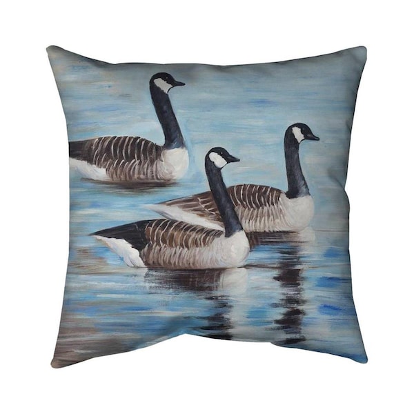 Begin Home Decor 20 x 20 in. Canada Geese In Water-Double Sided Print Indoor Pillow - 5541-2020-AN165