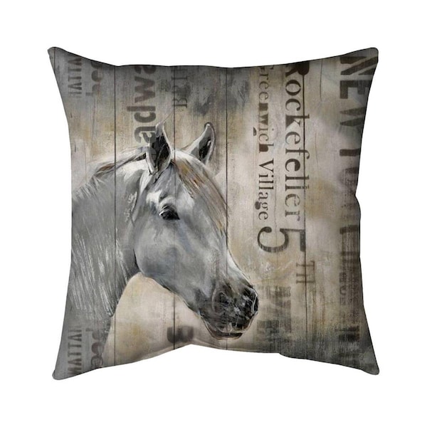 Fondo 26 x 26 in. Rustic White Horse-Double Sided Print Indoor Pillow - FO3337598
