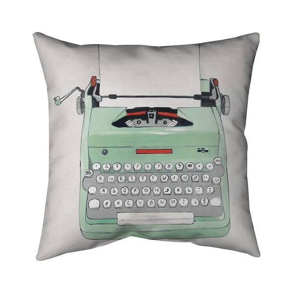 Begin Home Decor 20 x 20 in. Mint Typewriter-Double Sided Print Indoor Pillow - 5541-2020-MI72-1