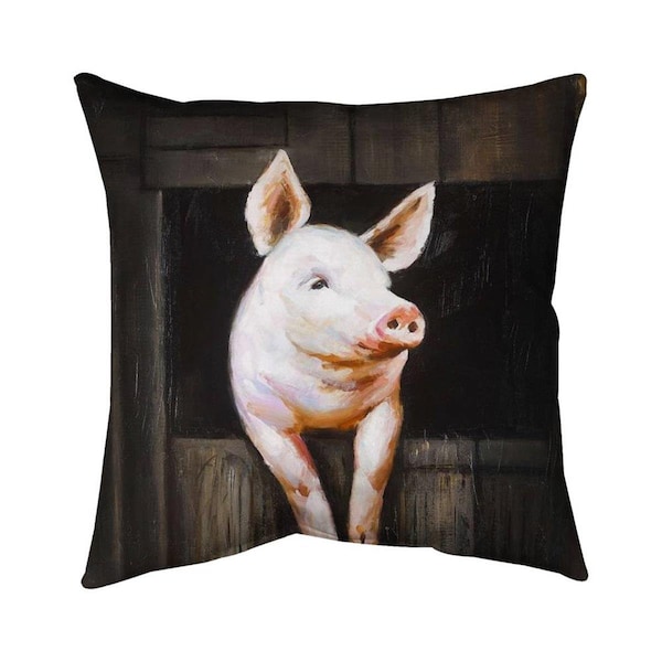 Fondo 20 x 20 in. Smiling Pig-Double Sided Print Indoor Pillow - FO2793103