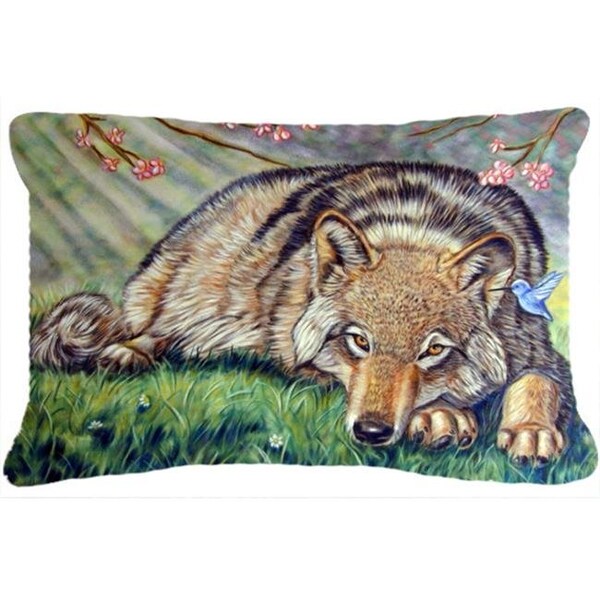 Carolines Treasures Carolines Treasures 7356PW1216 Wolf And Hummingbird Fabric Decorative Pillow - 7356PW1216