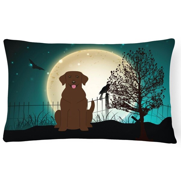 Carolines Treasures Halloween Scary Chocolate Labrador Canvas Fabric Decorative Pillow - BB2246PW1216