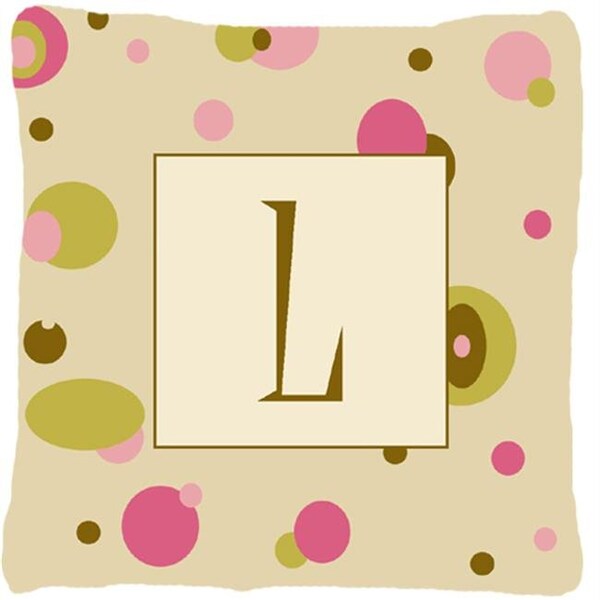 Carolines Treasures Carolines Treasures CJ1004-LPW1414 Letter L Initial Monogram - Tan Dots Decorative Indoor & Outdoor Fabric Pillow - CJ1004-LPW1414
