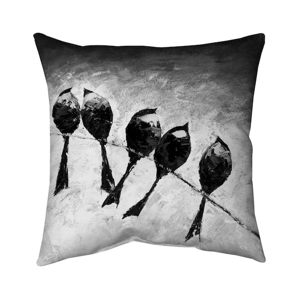 Fondo 26 x 26 in. Five Birds Perched-Double Sided Print Indoor Pillow - FO2773676