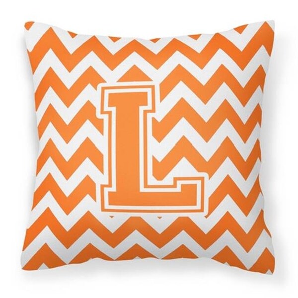 Carolines Treasures Carolines Treasures CJ1046-LPW1414 Letter L Chevron Orange & White Fabric Decorative Pillow - CJ1046-LPW1414