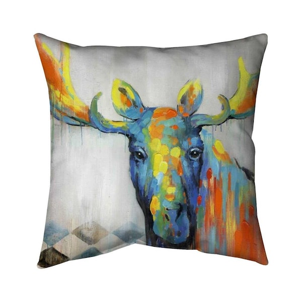 Begin Home Decor 26 x 26 in. Colorful Abstract Moose-Double Sided Print Indoor Pillow - 5541-2626-AN22