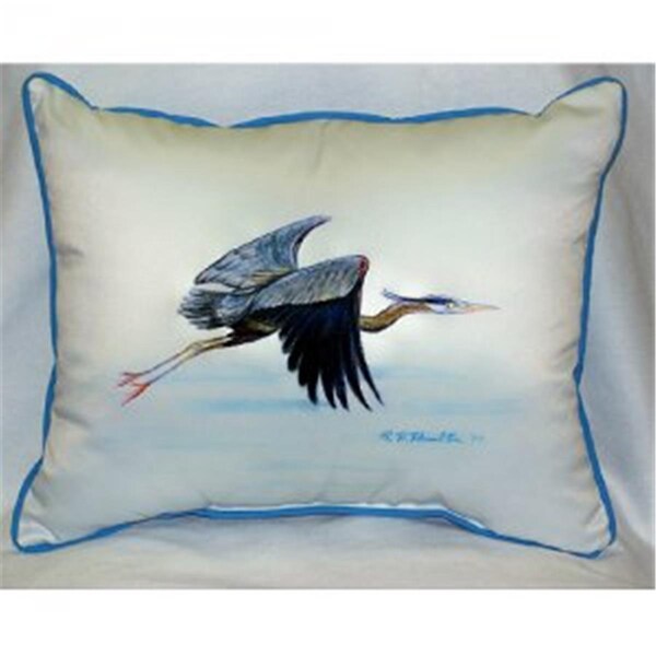 Betsy Drake Eddies Blue Heron Throw Pillow- 20 x 24 in. - ZP327