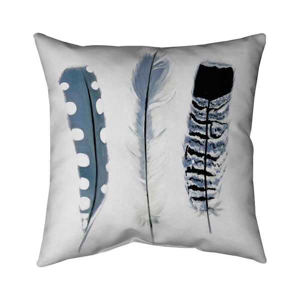 Begin Home Decor 26 x 26 in. Delicate Blue Feathers-Double Sided Print Indoor Pillow - 5541-2626-AN243