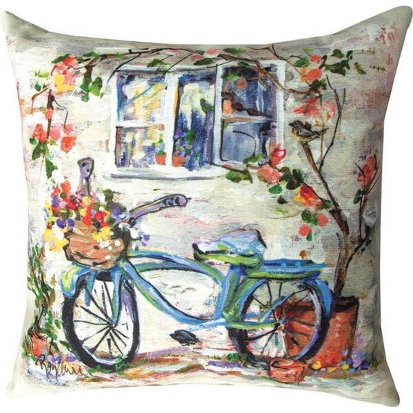Manual Woodworkers Manual Woodworkers SLSBBW 18 x 18 in. Blue Bike Under Window Outdoor Pillow - SLSBBW