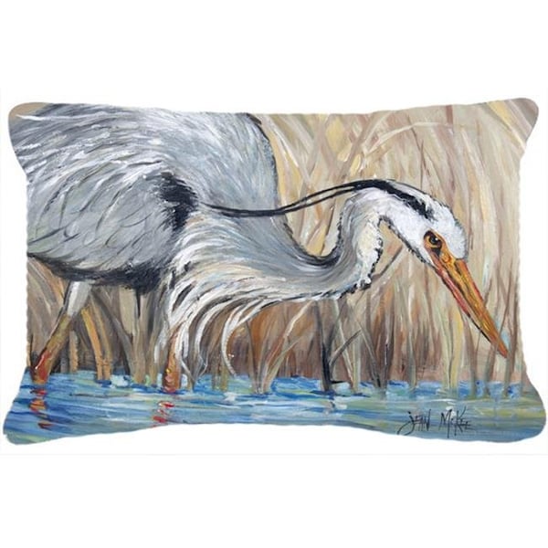 Jensendistributionservices Blue Heron In The Reeds Canvas Fabric Decorative Pillow - MI10944