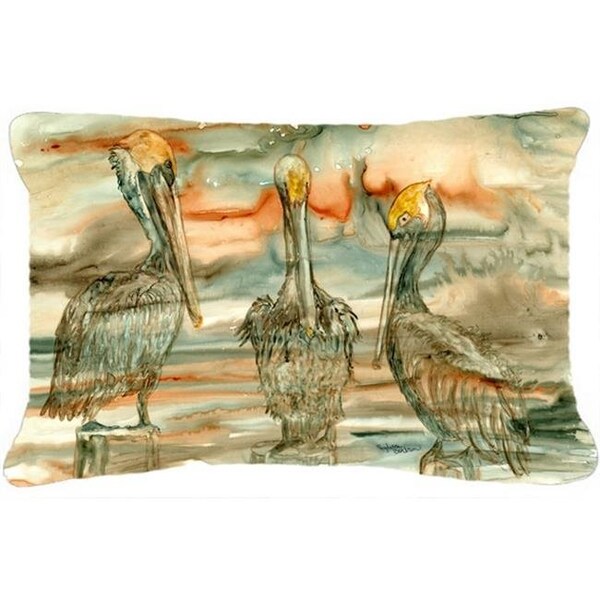 Carolines Treasures Carolines Treasures 8980PW1216 Pelicans on their Perch Abstract Fabric Decorative Pillow - 8980PW1216