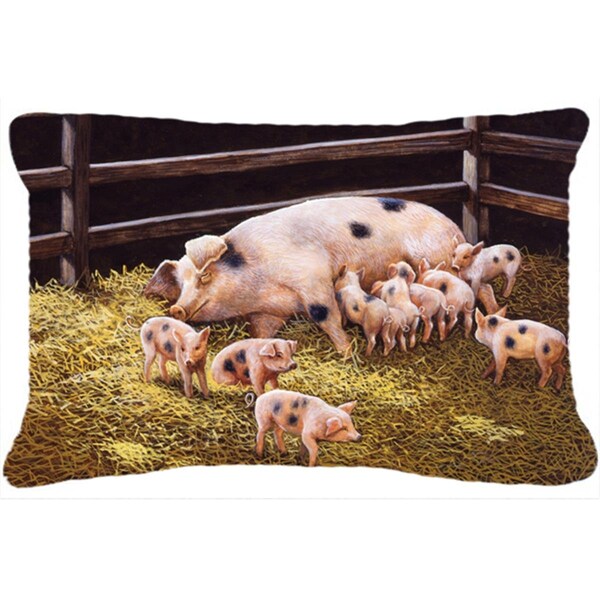 Jensendistributionservices Pigs Piglets at Dinner Time Fabric Decorative Pillow - MI2557353