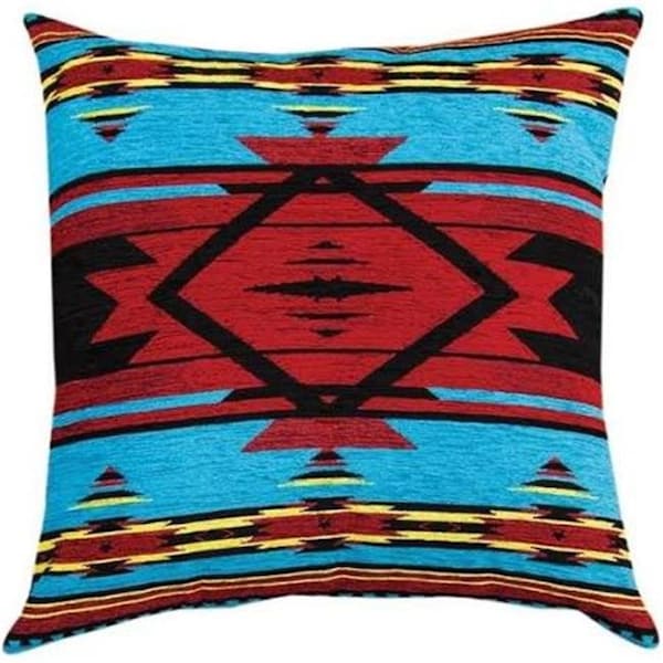 Manual Woodworkers & Weavers Manual Woodworkers & Weavers APFB20 20 x 20 in. Southwest Flame Tapestry Throw Pillow; Blue - APFB20