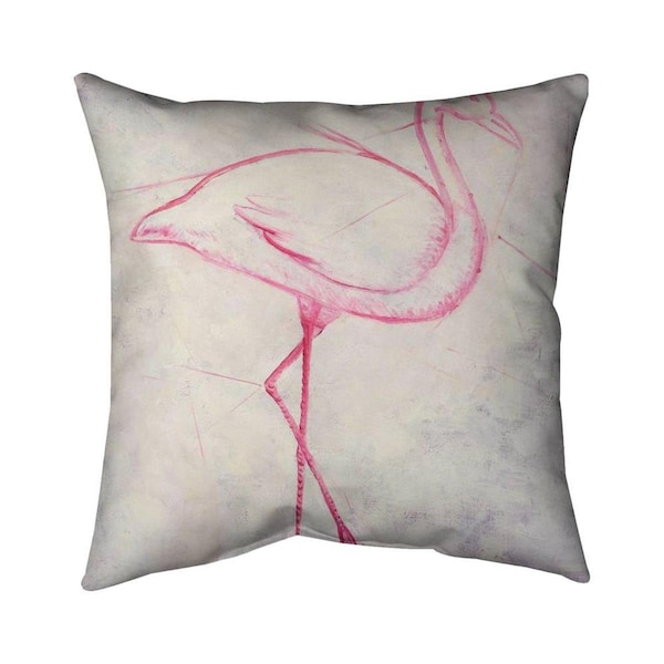 Begin Home Decor 26 x 26 in. Flamingo Sketch-Double Sided Print Indoor Pillow - 5541-2626-AN183