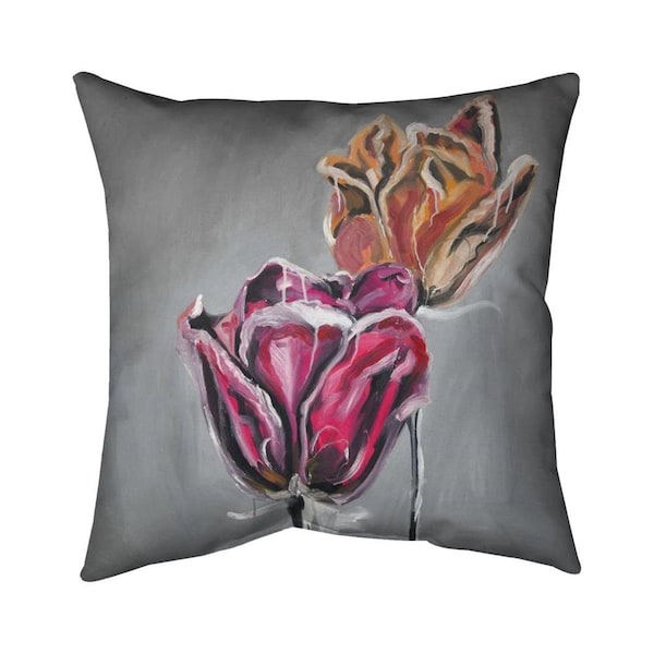 Begin Home Decor 20 x 20 in. Abstract Tulips-Double Sided Print Indoor Pillow - 5541-2020-FL341
