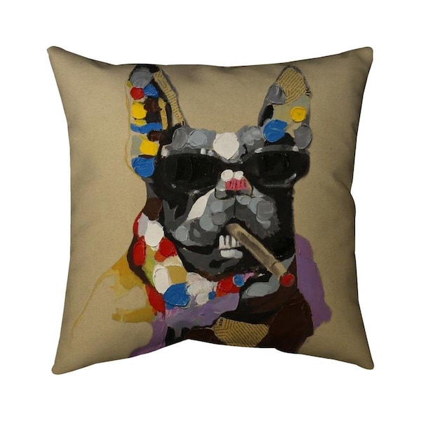 Begin Home Decor 26 x 26 in. Abstract Smoking Dog-Double Sided Print Indoor Pillow - 5541-2626-AN44