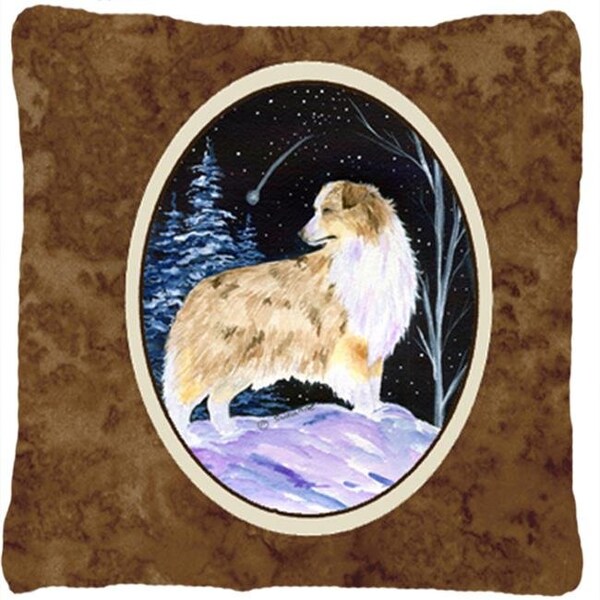 Carolines Treasures Carolines Treasures SS8359PW1414 Starry Night Australian Shepherd Decorative Indoor & Outdoor Fabric Pillow - SS8359PW1414