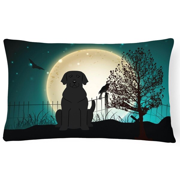 Carolines Treasures Halloween Scary Black Labrador Canvas Fabric Decorative Pillow - BB2247PW1216