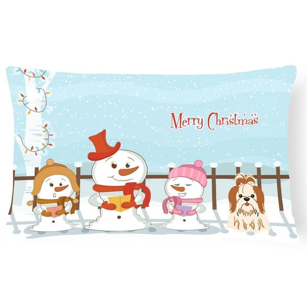 Carolines Treasures Carolines Treasures BB2418PW1216 Merry Christmas Carolers Shih Tzu Red & White Canvas Fabric Decorative Pillow - BB2418PW1216