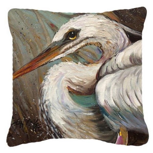 Carolines Treasures Carolines Treasures JMK1212PW1414 White Egret Canvas Fabric Decorative Pillow - JMK1212PW1414