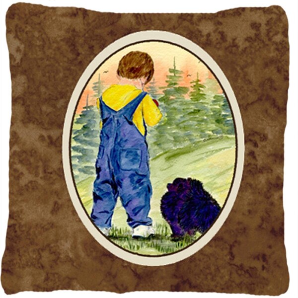 Jensendistributionservices Little Boy with his Pomeranian Decorative Fabric Pillow - 14 x 14 in. - MI2553109
