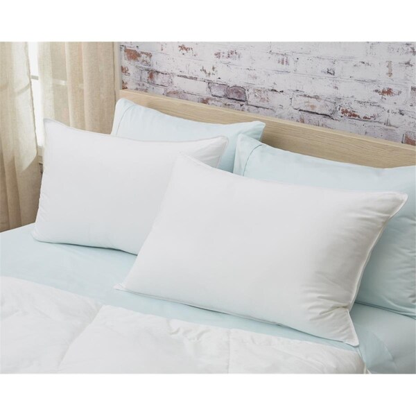 Homeroots 26 x 20 x 4.5 in. Lux Sateen Down Alternative Standard Size Firm Pillows, White, 2PK - 387821