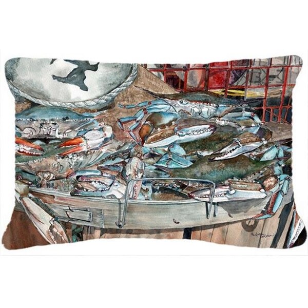 Carolines Treasures Carolines Treasures 8961PW1216 Basket Full of Blue Crabs Fabric Decorative Pillow - 8961PW1216