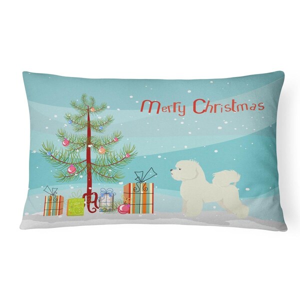 Carolines Treasures Carolines Treasures CK3521PW1216 Bichon Frise Christmas Tree Canvas Fabric Decorative Pillow - CK3521PW1216