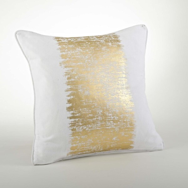 Rlm Distribution SARO  20 in. Square Metallic Banded Design Pillow - Gold - HO2657458