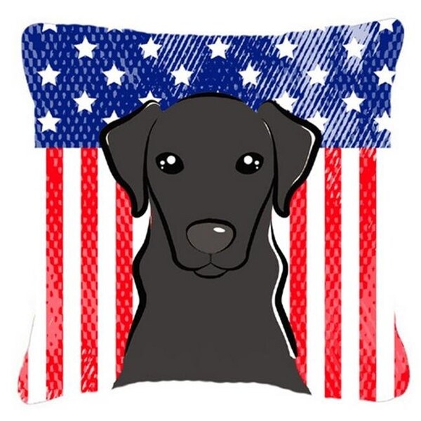 Carolines Treasures Carolines Treasures BB2165PW1818 American Flag & Black Labrador Fabric Decorative Pillow; 18 x 3 x 18 in. - BB2165PW1818