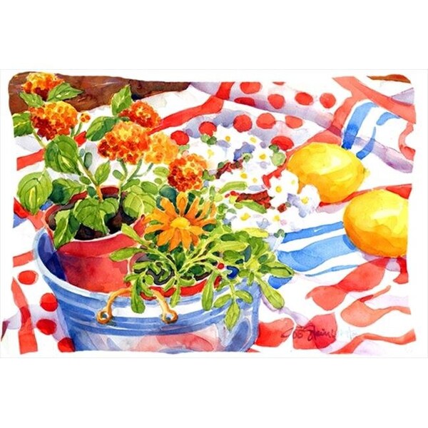 Carolines Treasures Carolines Treasures 6058PW1216 12 x 16 in. Flowers With A Side Of Lemons Decorative Indoor & Outdoor Fabric Pillow - 6058PW1216