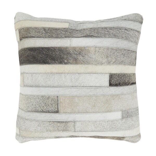 Vecindario 18 in. Leather Hide Square Throw Pillow with Poly Filling, Gray - VE3206409