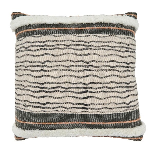 Rlm Distribution SARO  20 in. Square Printed  Embroidered Down Filled Throw Pillow with Stripe Design - HO2658152