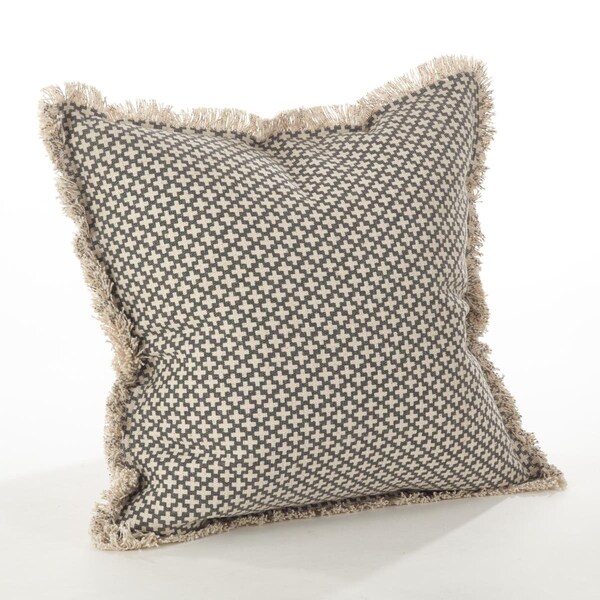 Rlm Distribution SARO  20 in. Square Corinth Moroccan Tile Design Down Filled Cotton Throw Pillow  Slate - HO2657529