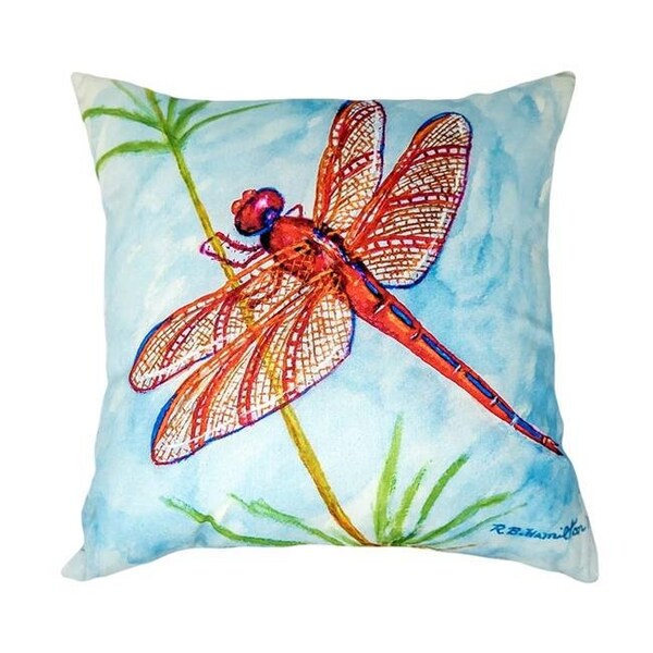 Betsy Drake Betsy Drake NC773 18 x 18 in. Red Dragonfly No Cord Pillow - NC773