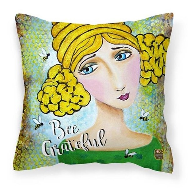 Carolines Treasures Carolines Treasures VHA3008PW1414 Bee Grateful Girl with Beehive Canvas Decorative Pillow; 14 x 3 x 14 in. - VHA3008PW1414