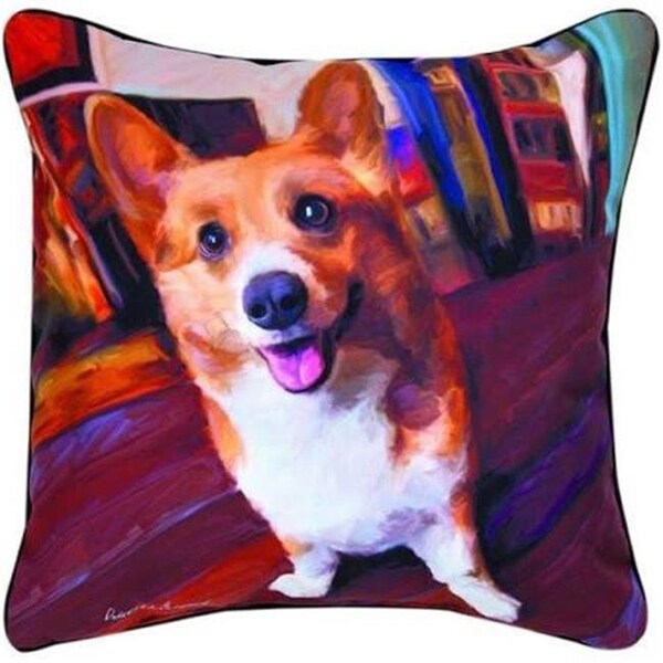 Manual Woodworkers & Weavers Manual Woodworkers & Weavers SLCGGL 18 in. Corgi Get Low-RMC Dye Throw Pillow - SLCGGL