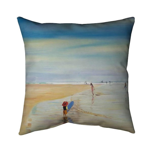 Fondo 20 x 20 in. Children At The Beach-Double Sided Print Indoor Pillow - FO2772691