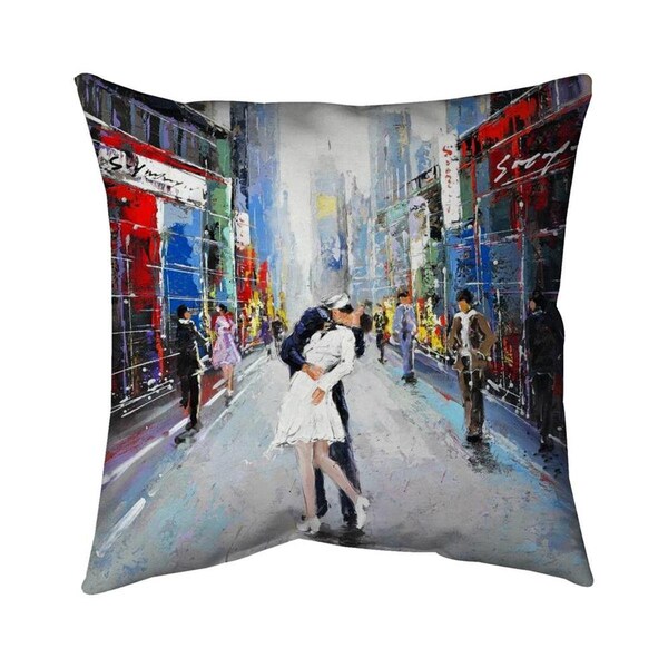 Fondo 26 x 26 in. Kiss of Times Square-Double Sided Print Indoor Pillow - FO3328825