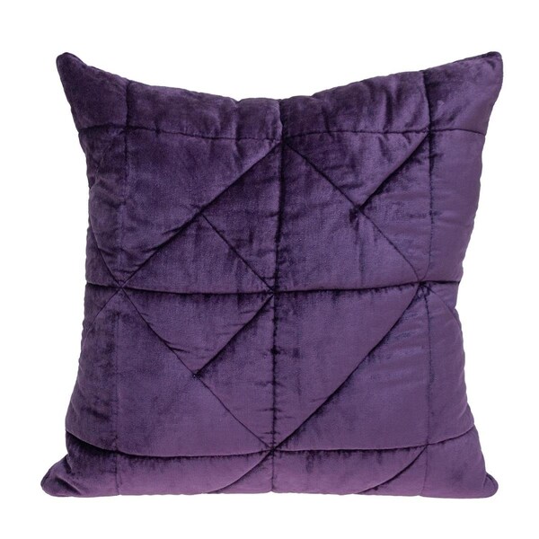 Homeroots Purple Chunky Geo Stitched Velvet Decorative Throw Pillow - 402900