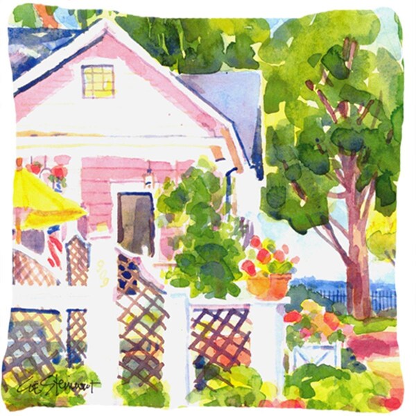 Jensendistributionservices 14 x 14 in. White Cottage at the Beach Decorative Fabric Pillow - MI2555301