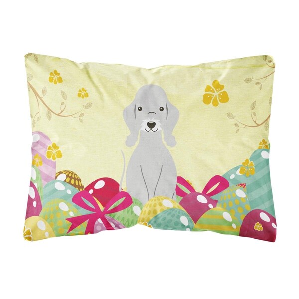 Jensendistributionservices Easter Eggs Bedlington Terrier Blue Canvas Fabric Decorative Pillow - MI2551978