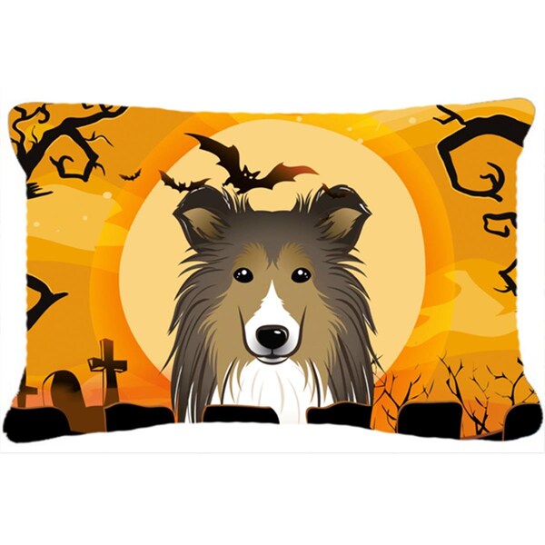 Jensendistributionservices Halloween Sheltie Fabric Decorative Pillow - MI2556809