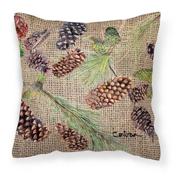 Carolines Treasures Carolines Treasures 8735PW1414 Pine Cones Fabric Decorative Pillow; 14 x 3 x 14 in. - 8735PW1414