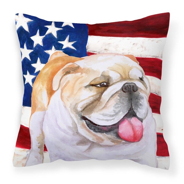 Jensendistributionservices English Bulldog Patriotic Fabric Decorative Pillow - MI2551479