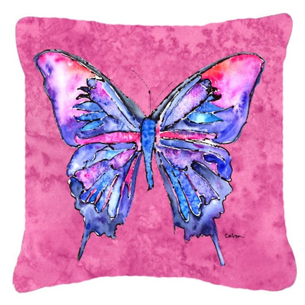 Jensendistributionservices 18 x 18 in. Butterfly On Pink Indoor & Outdoor Fabric Decorative Pillow - MI2549309