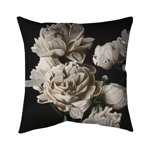 Begin Home Decor 26 x 26 in. Beige Peonies-Double Sided Print Indoor Pillow - 5541-2626-FL355-2